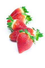 big juicy red ripe strawberries  isolated on white