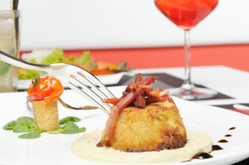 antipasto - soufflè di patate con aperitivo