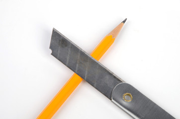Paper knife and pencil