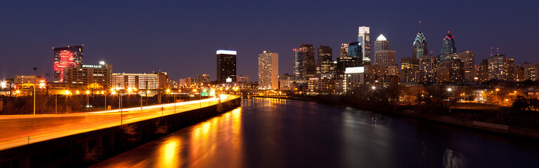 Panoramic Skyline of Philadelphia  by night  by night