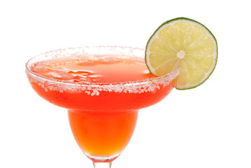 Red strawberry margarita cocktail