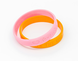 Yellow and pink rubber bracelet