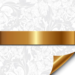 Floral Background with Golden Band - 30886767