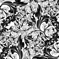 Peel and stick wall murals Flowers black and white Vector Floral Background