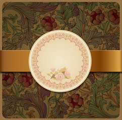 Floral Background with Vintage Label - 30886969