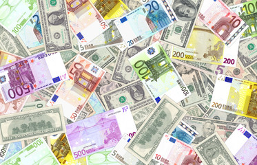 Obraz na płótnie Canvas Euro- & Dollarscheine