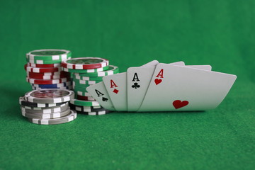 Poker - Chips Spielkarten Ass 55