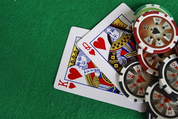 Poker - Chips Spielkarten König Dame 6