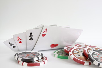 Obraz premium Poker - Chips Spielkarten Ass 33