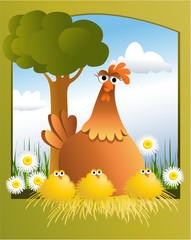 Easter card with chickens