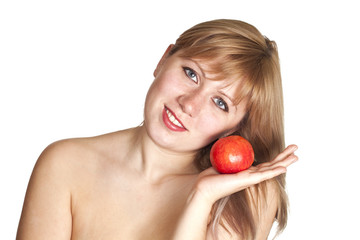 young beautiful girl with apple