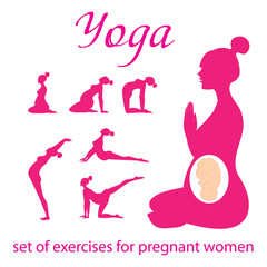 Obraz na płótnie Canvas set-of-exercises-for-pregnant-women