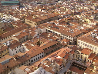 Naklejka premium Florence - aerial view from the top of the Cathedral dome (Brunelleschi's dome)