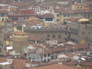 Fototapeta na wymiar Florence - aerial view from the top of the Cathedral dome (BHrunelleschi's dome)