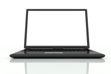 Isolated black laptop in front view