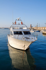 Fototapeta premium Boat moored at Monopoli port. Apulia.