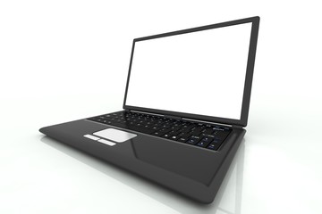 Isolated black laptop in perspective view