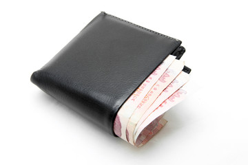 money in leather wallet