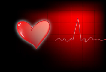 Corazón con electrocardiograma