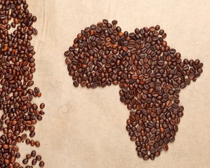 Africa made of coffee beans