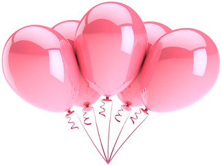 Party balloons five colored pink. Romantic wedding decoration