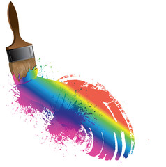 Rainbow paintbrush, vector illustration