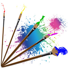 Color paintbrush with splashes