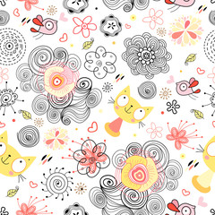 Fototapeta premium natural textures with cats and birds