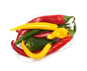 different kinds of hot pepper, top view