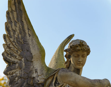 Monument to an angel on a cemetery