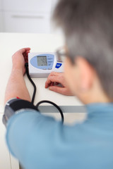 woman measured her blood pressure