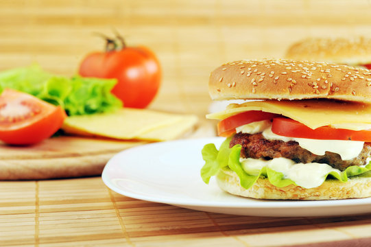 hamburger with cutlet