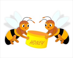 bees and honey, vector illustration