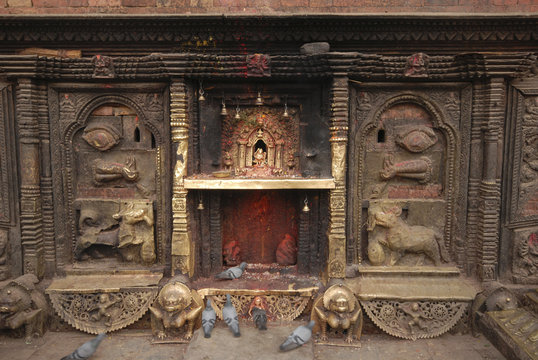 Bronze Goddess at Hindu temple in Nepal 4.