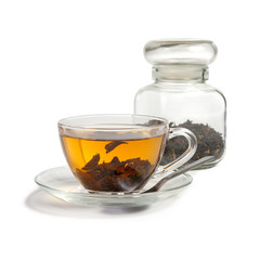Tea brewed in a cup