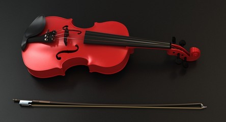 Fototapeta premium Violino ROSSO su sfondo nero