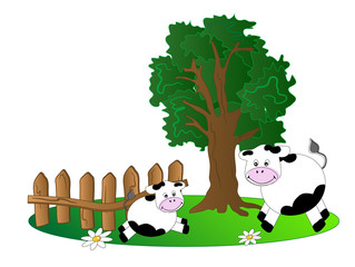Tree and cows