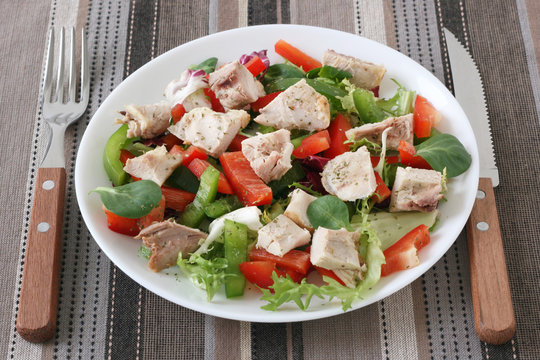 salad with boiled chicken