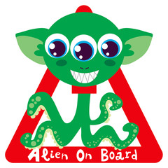 Alien on Board red triangle warning sign