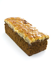 Toffee cake isolated on white background