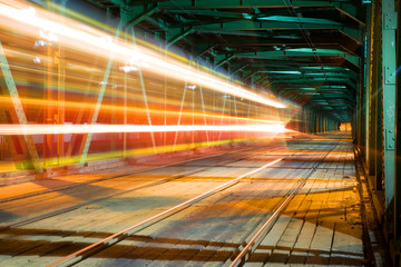 Train speeding on the bridge in Warsaw - 30905180