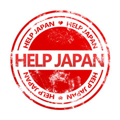 Help Japan red grunge stamp