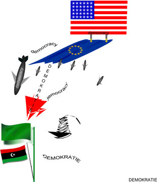 Flagen USA Europa Libyen