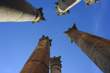 Columns of the Arthemis temple in Jerash. Jordan