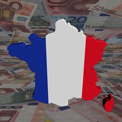 France map flag with euros perspective illustration
