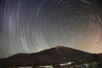 Foto op Plexiglas Stars - Star trail night sky, Teide, Tenerife © Maridav