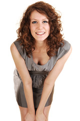 Girl bending forward.