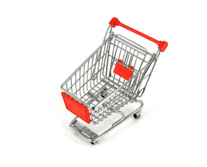 shopping carts over white background