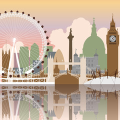 A Vector Cityscape of London with Reflection