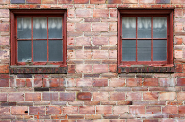 Ugly Old red brick wall windows